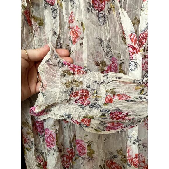 sundance - NWT - womens flowy foral button up long sleeve top - XS - Picture 6 of 9